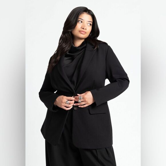 ELOQUII Classic Black Double Button Blazer Tailored‎ Jacket Plus Size 18 New - Picture 1 of 11